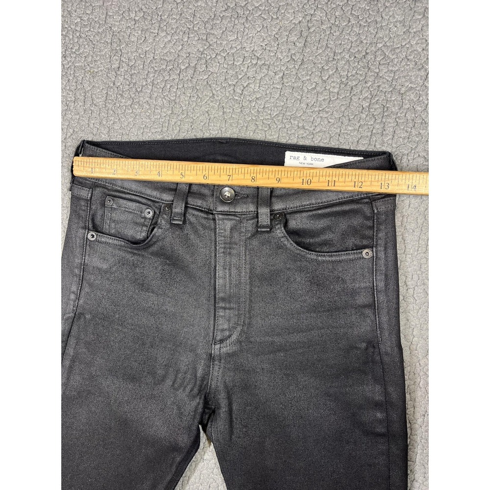 Rag & Bone Jeans Womens 27 Shiny Black High Rise Skinny Denim Stretch Coated - Picture 12 of 16